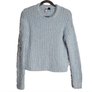 Love by Design crew neck eyelash‎ knit sweater soft baby blue sz L